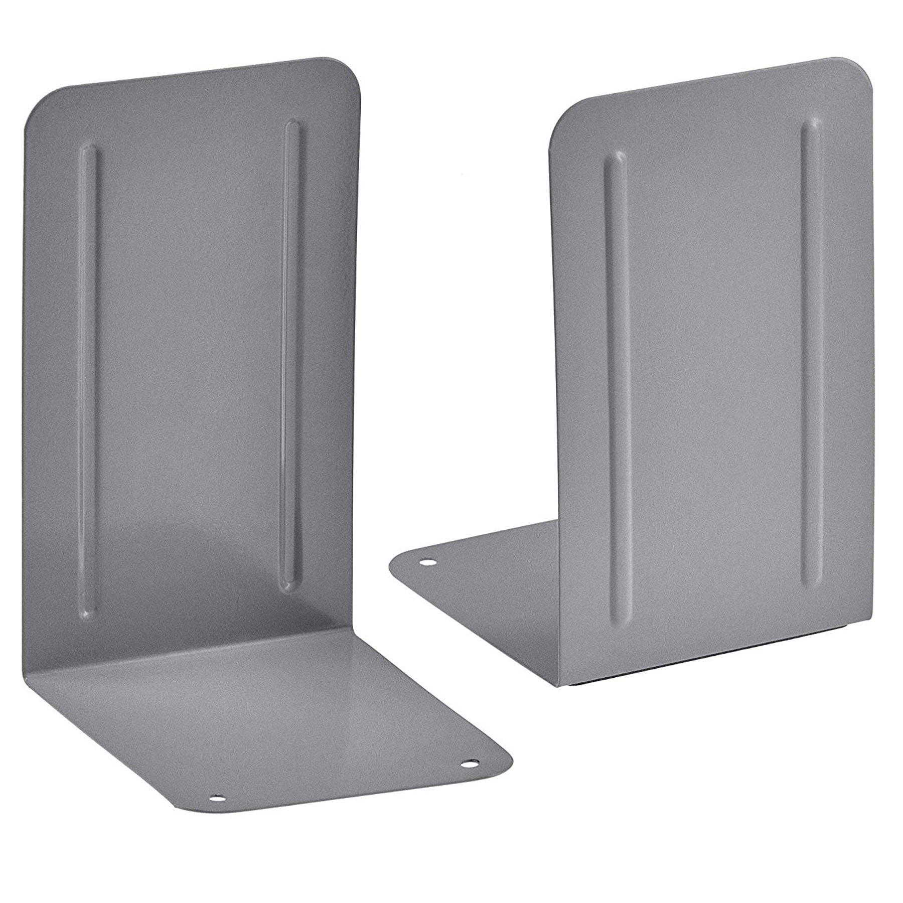 Silver Color Acrimet Jumbo Premium Metal Bookends 9 Heavy Duty 1 Pair