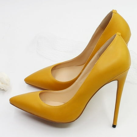 YCNYCHCHY New Sexy Thin High Heels Women Pointed Toe Red Blue Wedding Party Dress Pumps OL Concise Office Work Shoes 10cm/12cm Heels