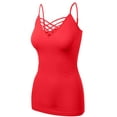 thumbnail image 2 of Women's Lattice Triple Criss-Cross Seamless Cami Long Ttank tops., 2 of 4