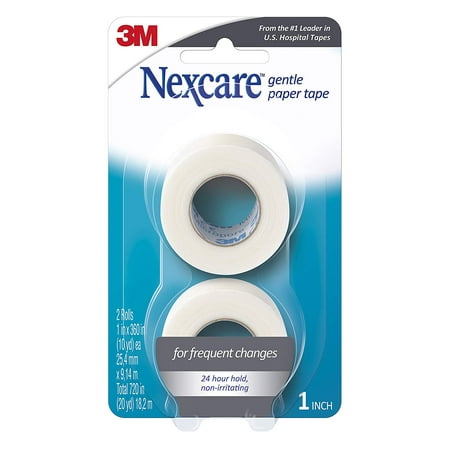Medical Tape Supplies - Nexcare Gentle Paper Medical Tape 781-2PK Pack of 2, White