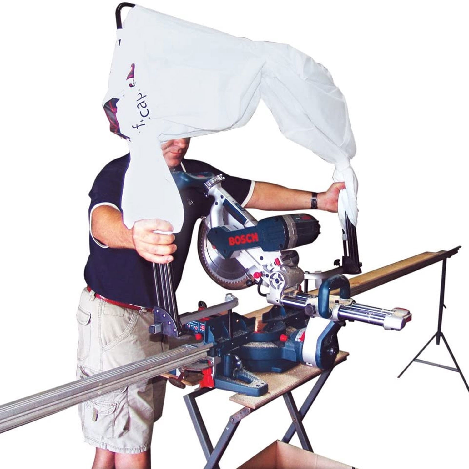 FastCap ChopShop 31 x 44 x 32 Inch Folding Waterproof Miter Saw Hood Cover White