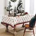 thumbnail image 1 of CHAO (Rojo, 140X230cm) Mantel navideño rectangular de poliéster, mantel lavable antimanchas, adecuado para picnics al aire libre, cocina y cenas navideñas., 1 of 5
