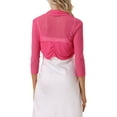 thumbnail image 4 of INSPIRE CHIC Women's Semi Sheer Tops Elegant 3/4 Sleeves Cardigan Bolero Shrug M Rose Red, 4 of 6