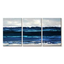 Elephant Stock Beach Summer Surf Wall Art - Horizontal Multi Panel Canvas - Living Room Wall Decor - Beach Multi Panel - Blue And Decor By Sally Swatland - 32" x 15"