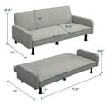 thumbnail image 5 of Aukfa 78" Futon Sofa Bed Upholstered 3 Seat Couch for Home Office, Flannel, Gray, 5 of 18