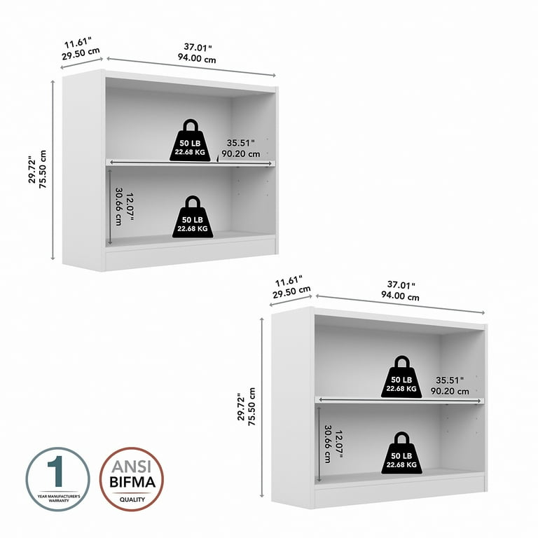 Bush Furniture Universal 2 Shelf Bookcase Set of 2 Walmart
