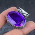 thumbnail image 3 of Natural Amethyst Gemstone 925 Sterling Silver Jewelry Pendant 1.42", 3 of 4