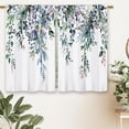 thumbnail image 5 of Eucalyptus Blue Purple Leaves Kitchen Curtains Botanical Floral Plant Small Short Cafe Window Curtains Flower Rod Pocket Bathroom Window Drapes Treatment Tier Curtains 2 Panels (26x36 Inch), 5 of 6
