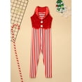 thumbnail image 5 of CHICTRY Christmas Jumpsuit for Girls Stage Performance Candy Cane Striped Sequins Dance Overalls Red 14, 5 of 7