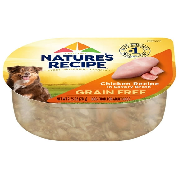 Nature’s Recipe Grain Free Chicken Recipe in Savory Broth Wet Dog Food, 2.75 oz. Cup