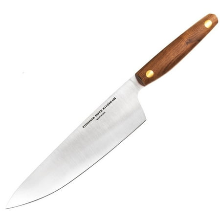 Virginia Boys Kitchens 8 Inch Chef Knife Made in USA - Professional Stainless Steel Full Tang Blade with Walnut Wood
