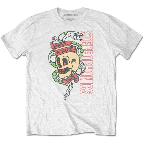 Stereophonics Unisex T-Shirt Have A Nice Day Snake (White) (Large)