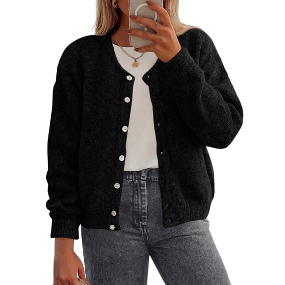 Suéter PRETTYGARDEN XX-Large Negro Ligero con Botones