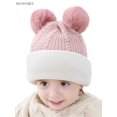 thumbnail image 3 of BadPiggies Kids 2-in-1 Knit Beanie Cap Scarf Winter Warm Baby's Cute Pompom Ski Hat Earflap Thick Scarf for Toddler Girls Boys (Pink), 3 of 6