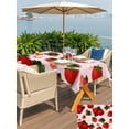 thumbnail image 5 of Outdoor Tablecloths with Umbrella Hole & Zipper, Pink Strawberry 54x80 Inch Tablecloth Rectangle, Spring Floral Watercolor Summer Botanical Waterproof Table Cloth, Patio/Pool/Picnic Table Covers, 5 of 8