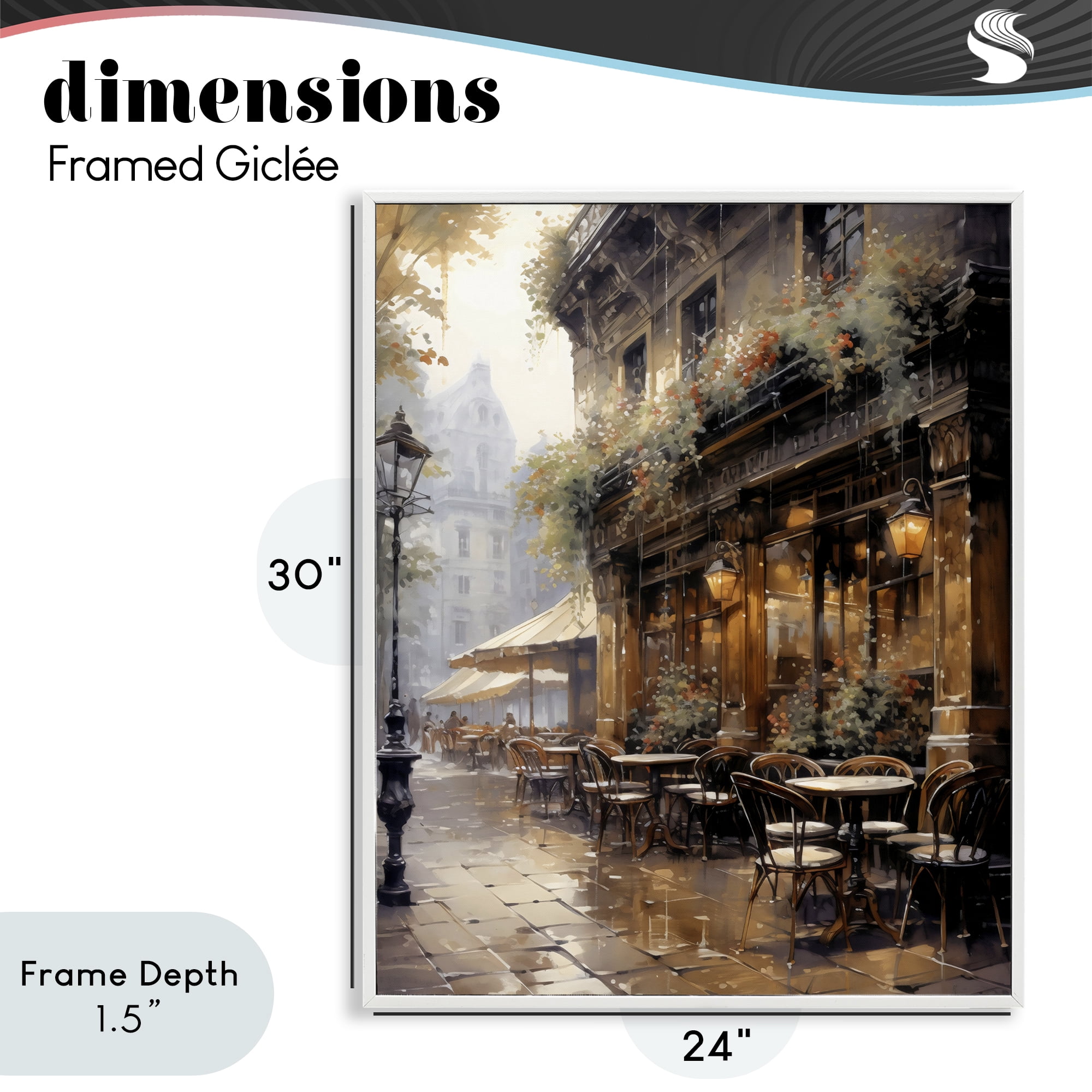 Stupell Industries Paris Street Cafe in Rain White Framed Giclee Art, design by Creative Studio
