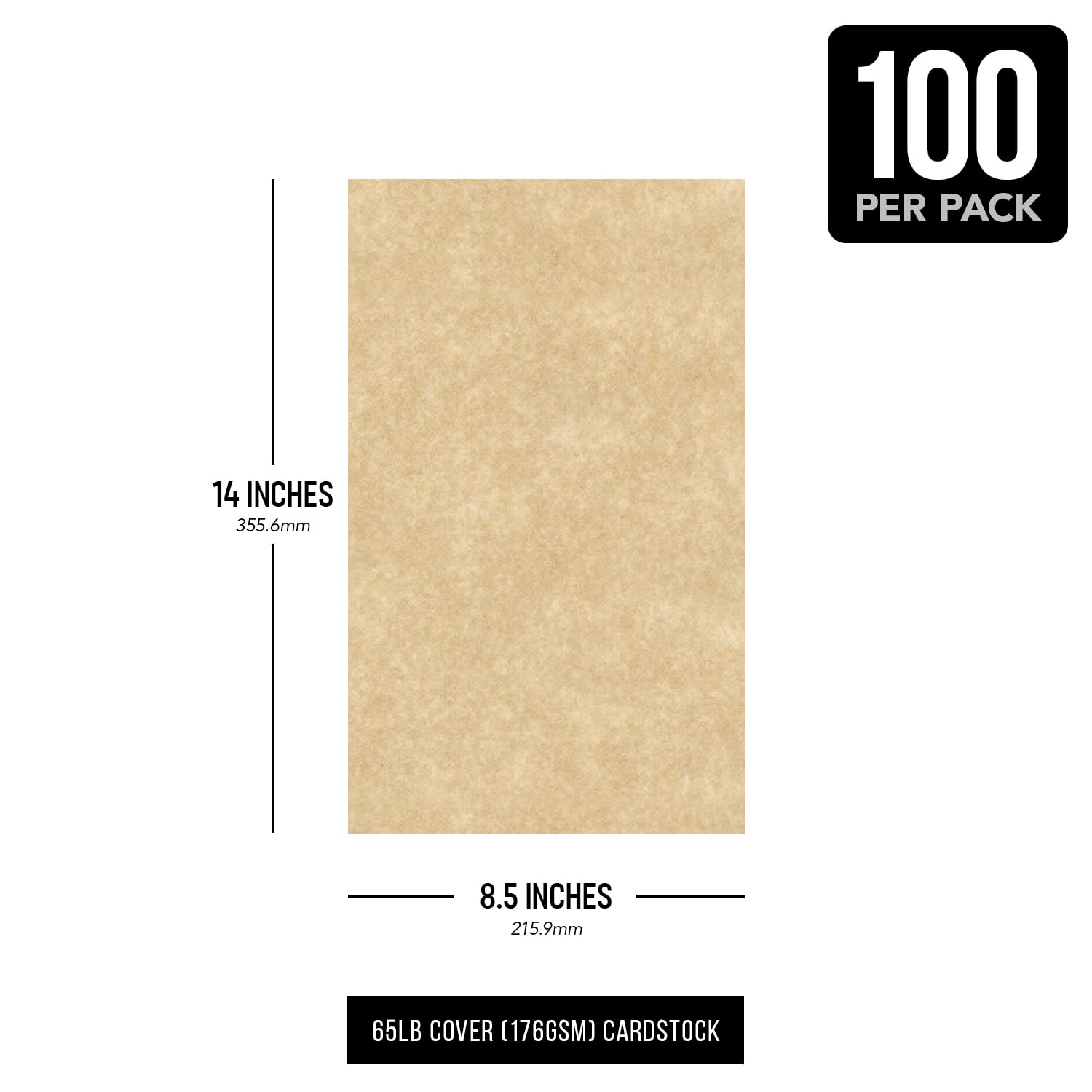 Aged Stationery Parchment Recycled Cardstock Paper | 65lb Cover (176gsm) Card Stock | 8.5” x 14” inches | 100 Sheets per Pack