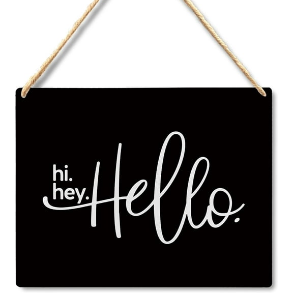 Wall Gable Welcome Sign for Front Door Hello Sign, Hi Hey Hello Hanging Welcome Sign