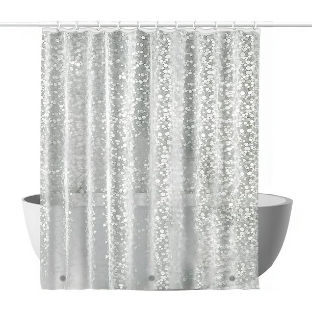 Crrynuo - Cortina de ducha antimoho - Cortinas de ducha - PVEA Diseño de guijarros 3D - 180x200 cm - 1 pieza - Impermeable e higiénica - Semitransparente