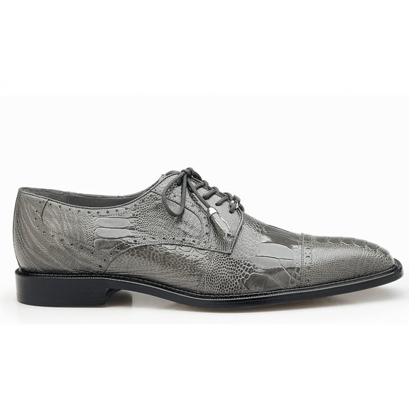 Belvedere Batta Gray Genuine Ostrich Cap-toe Men's Lace-up Shoes (9)