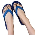 thumbnail image 4 of HomeDM Flip Flops for Women Men Round Toe Slip On Flat Thong Sandals Non-Slip Shower Shoes Summer Beach Sandals, Blue Size 8.5-9, 4 of 5