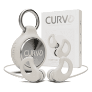 CURVD Silicone Earplugs + Travel Case Clip + Lanyard, One Count - Reusable Noise Cancelling (Honey)