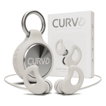 CURVD Silicone Earplugs + Travel Case Clip + Lanyard, One Count - Reusable Noise Cancelling (Honey)