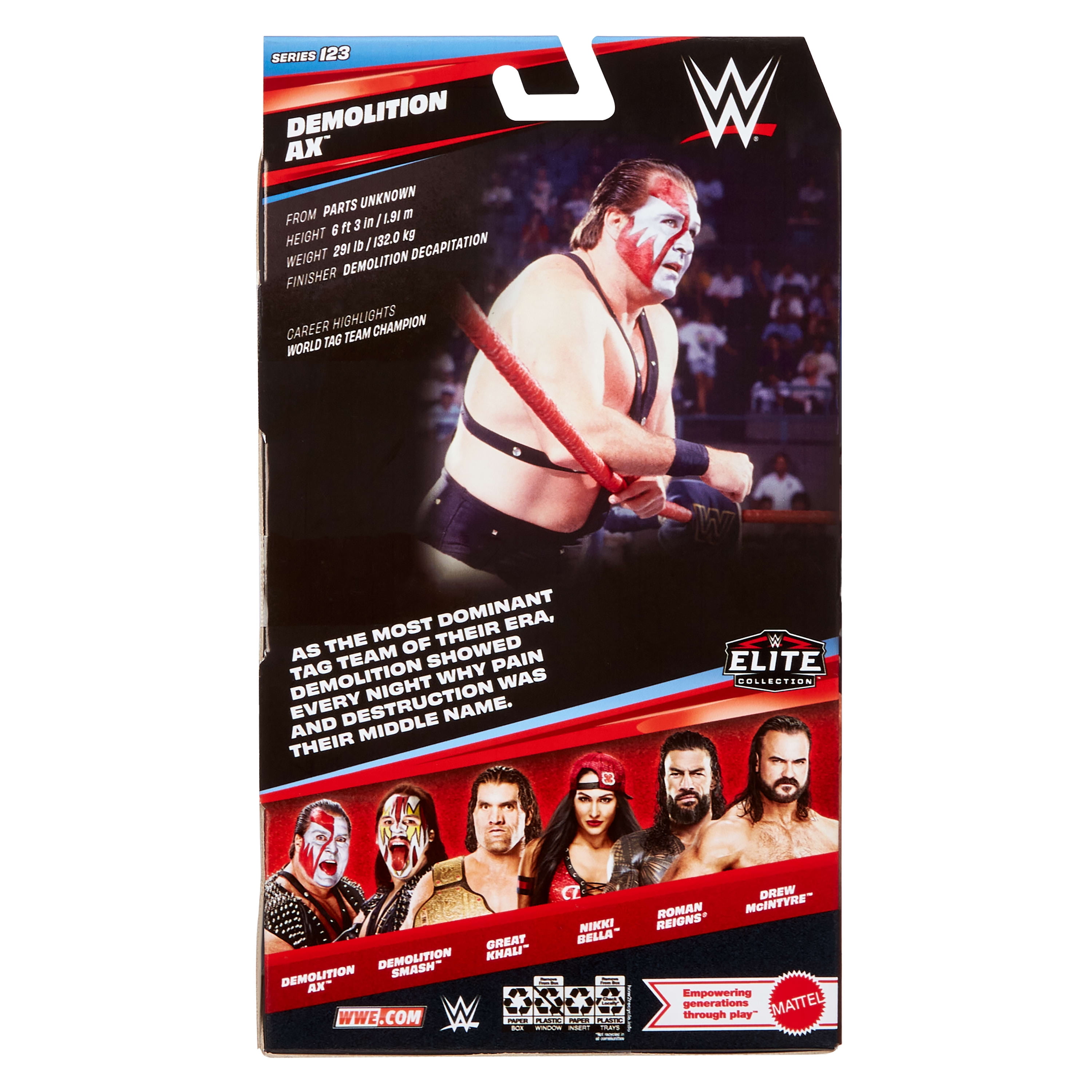 WWE Elite Demolition Ax Action Figure, Series #123 Set, 6-inch Collectible with Accessories
