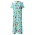 thumbnail image 5 of DEBGFS Robes d'Été pour Femmes Boutonnées avec Poches Grande Taille Boho Décontractée Longue Robe Maxi Imprimé Floral Manches Courtes Col en V Longueur sous le Genou Évasée Ligne A Maison Ample Robes Soleil,22#bu2,m, 5 of 5