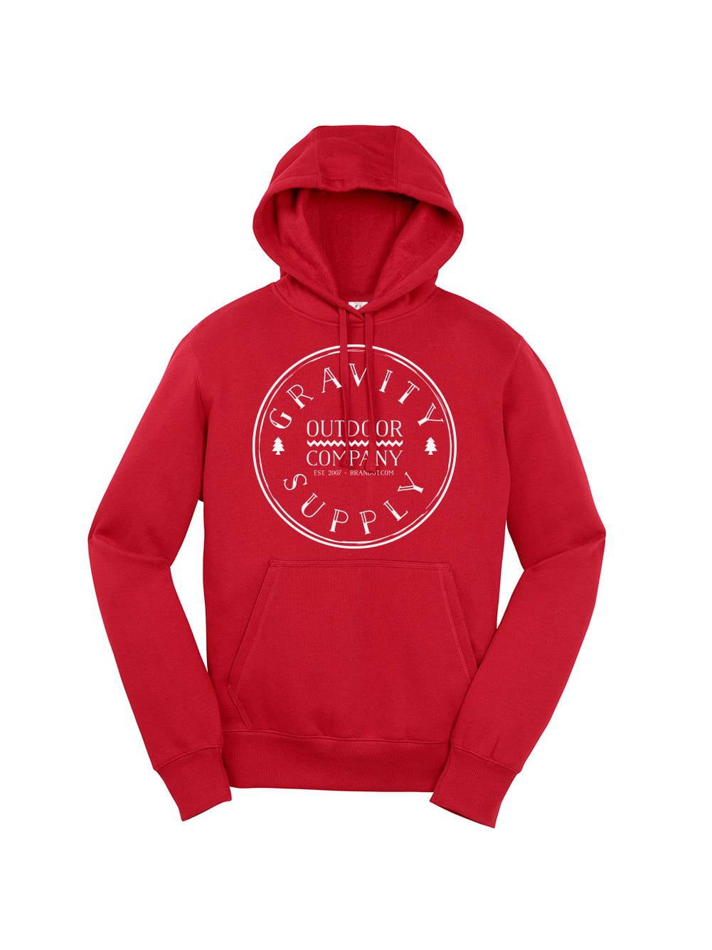 Gravity Supply Outdoor Hooded Pullover - White Logo - True Red - S