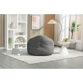 thumbnail image 4 of Round Bean Bag Chair with Ottoman, High Pressure Foam Lazy Sofa Chair with Footstool, Ultra Soft BeanBag Chair with Memory Sponge Filler, Floor Lounge Chair for Living Room, Bedroom, Gray, 4 of 9