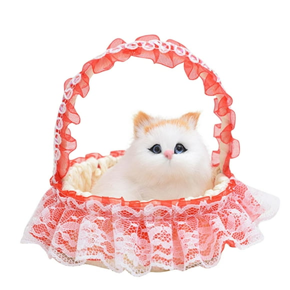 Funny Toys, Cat in Lace Hanging Basket Doll, Mini Cat in Shoe, with Meows Sounds, Soft Material, for Kids