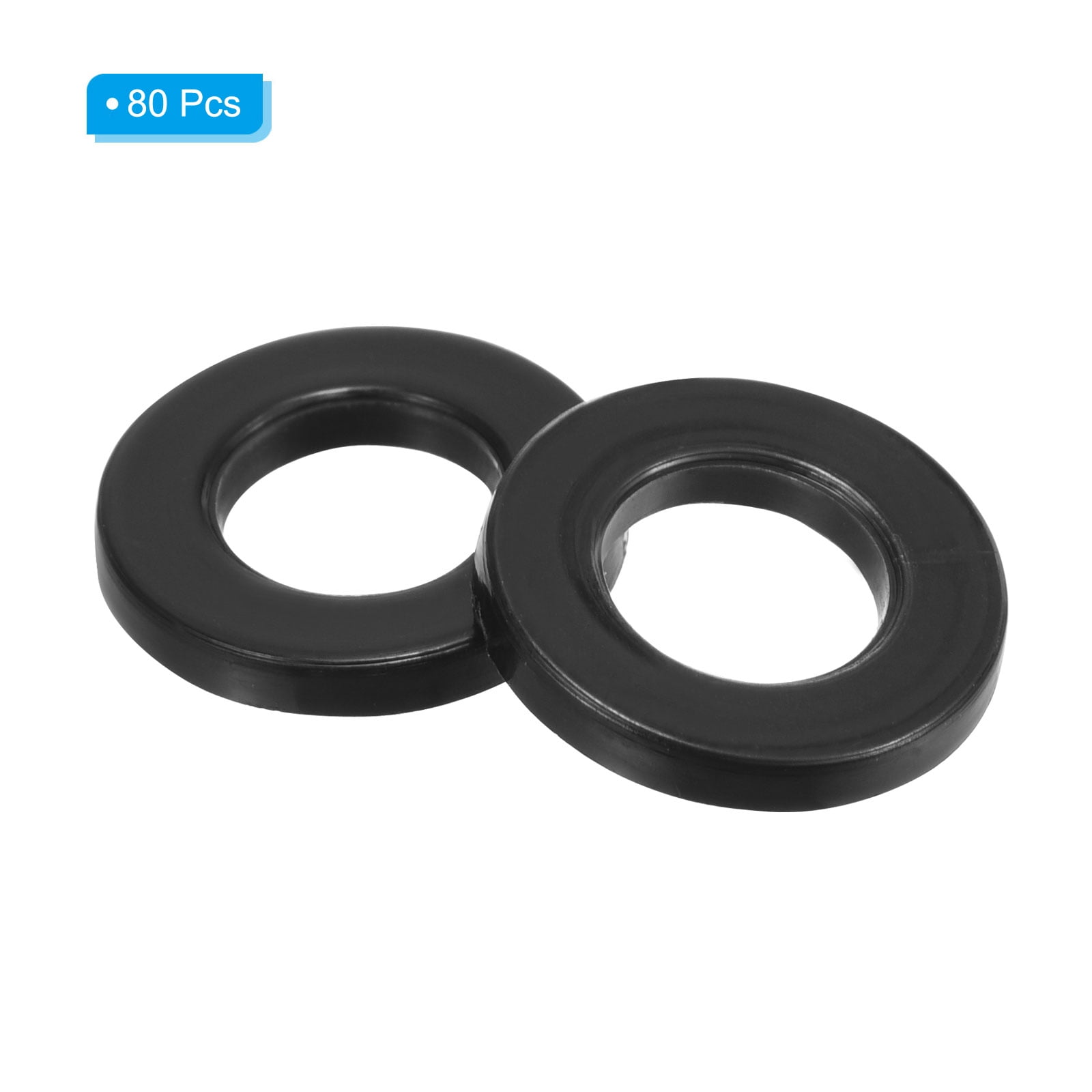 M6 Rubber Flat Washer, 60 Pack 5mm ID 13mm OD Sealing Spacer Gasket Ring  for Faucet Pipe Fastener Bolt, Black 