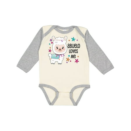 

Inktastic Abuelo Loves Me- Cute and Happy Llama Gift Baby Boy or Baby Girl Long Sleeve Bodysuit