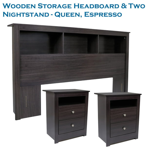 Cap Living Wood Bookcase Headboard With, Solid Oak Bookcase Headboard Queen Size