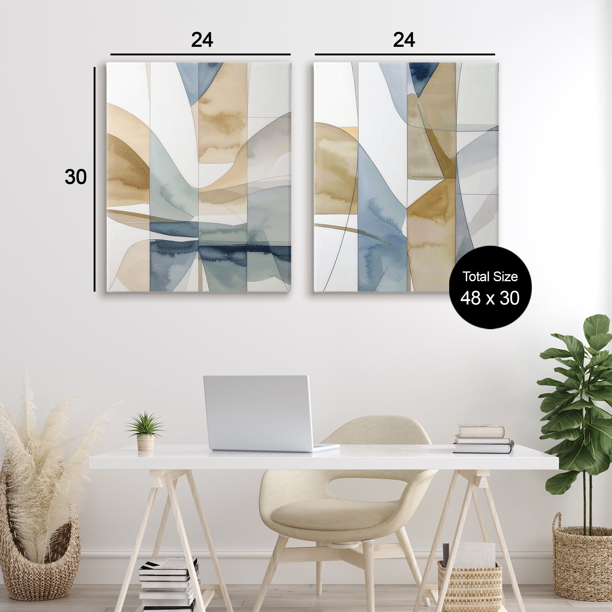 Stupell Industries Balanced Geographic Abstract 2 Piece Canvas Wall Art Set, design by Alonza Saunders