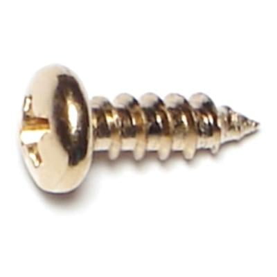 

#8 x 1/2 Brass Plated Steel Phillips Pan Head Sheet Metal Screws