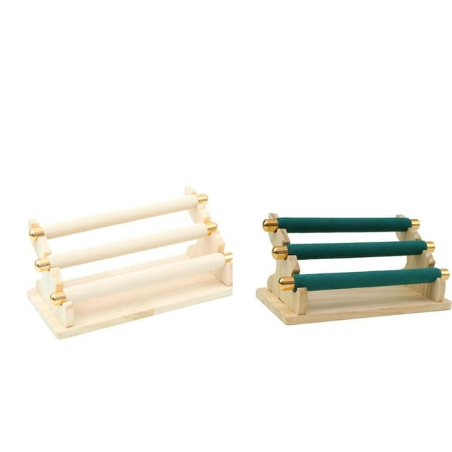2 soportes para anillos, expositores, escaparates, dormitorios, estantes de almacenamiento beis verde