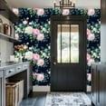 thumbnail image 6 of Peel and Stick Wallpaper Contact Paper Floral Cactus White Pink Green Navy Blue Decorative Roses Peonies Self Adhesive and Removable 17.7in x 118in, 6 of 8