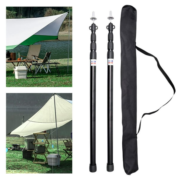 Telescoping Tarp Poles Portable Aluminum Tent Poles Replacement Adjustable  Car Awning Accessories for Camping Shelter Beach Sun Shade Hammock , Black  