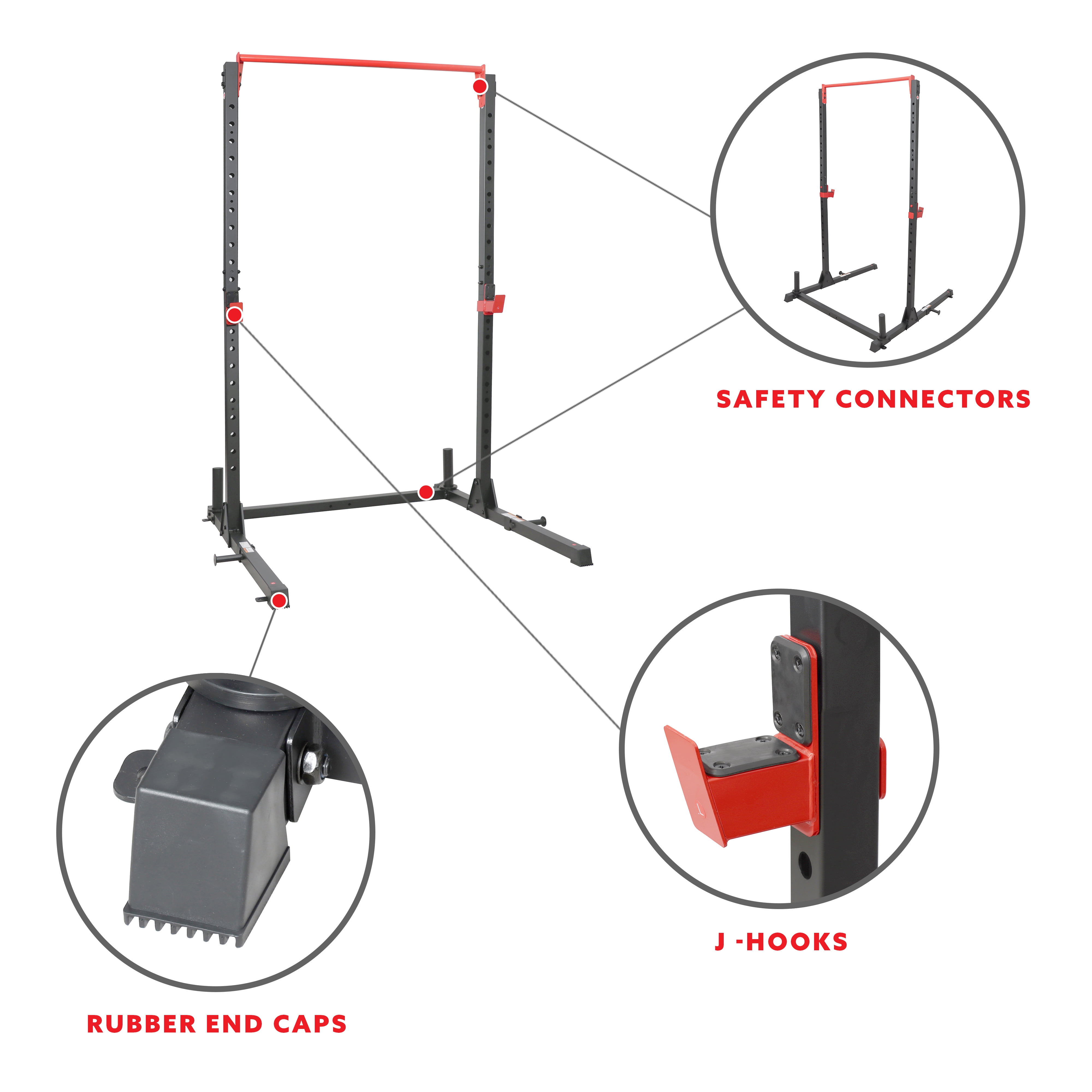 Sunny Health & Fitness Essential 800-lb High Capacity Power Rack Cage with Weight Plate Storage & Adjustable J-Hooks - SF-XF920063