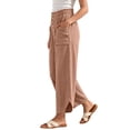 thumbnail image 7 of Oksale Boho Pants for Women Petite Pull On Cozy Cotton Pants with Pockets Elastic High Waist Summer Casual Pants Loose Wide Leg Trousers Orange S, 7 of 7