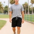 thumbnail image 3 of Dalix Astronaut Court Short Sport Embroidered Casual Pocket Mesh Drawcord Waist Mens in Black S Small, 3 of 5