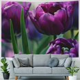 thumbnail image 4 of Nawypu Garden Purple Tulips Print Tapestry Soft Wide Wall Hanging Lightweight Wall Tapestry Aesthetic Background Tapestry Vintage Mural for Living Room Bedroom Dorm Decor, 4 of 6