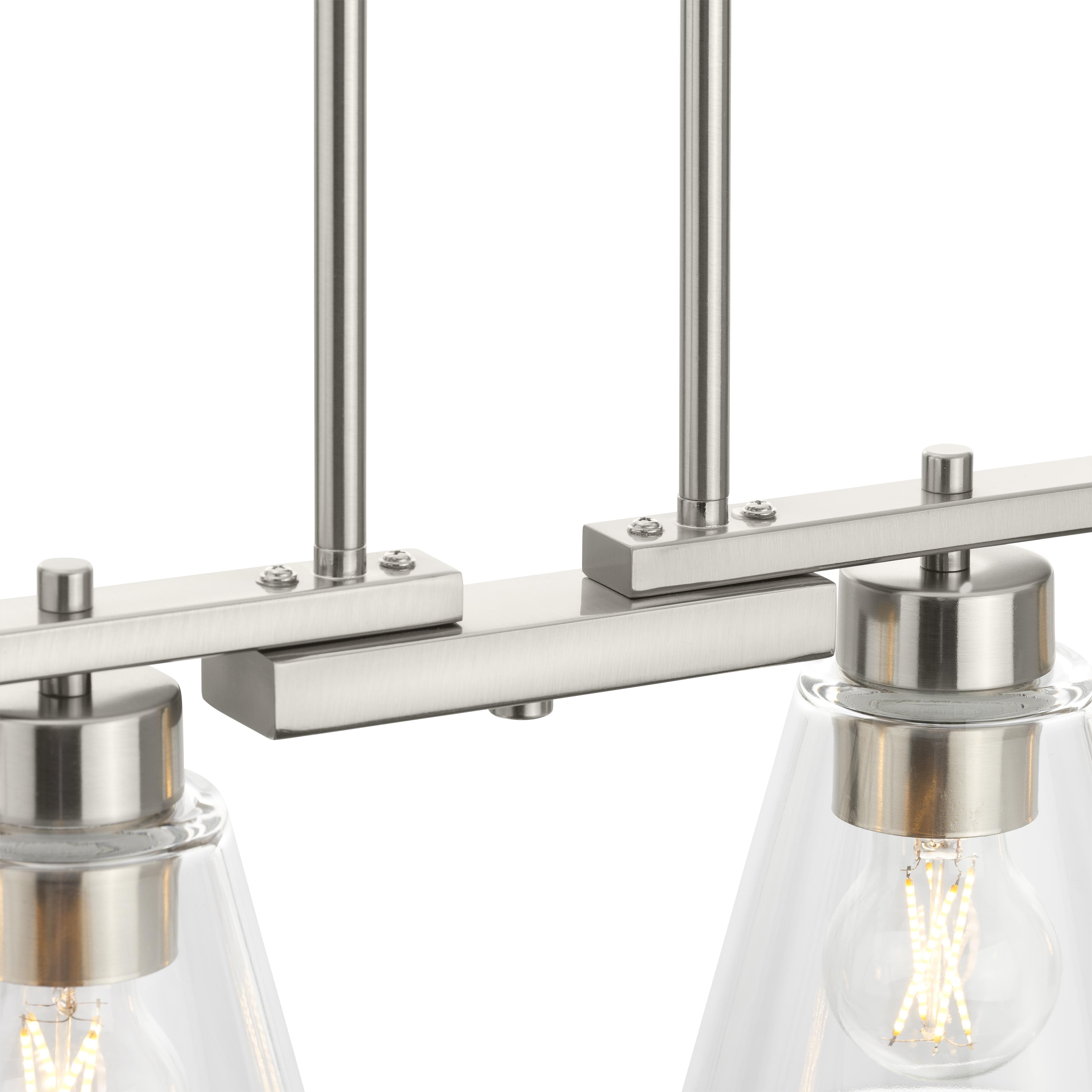 Better Homes & Gardens 4-Light Modern Brushed Nickel Linear Chandelier with Clear Glass