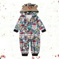 thumbnail image 2 of Odeerbi Christmas Onesie Pajamas for Family Holiday Sleep Jumpsuit Long Sleeve Family Christmas Pajamas Matching Sets Infant Fashion Lattice Print Plush Jumpsuit Sleepwear PJs Set Gray, 2 of 5