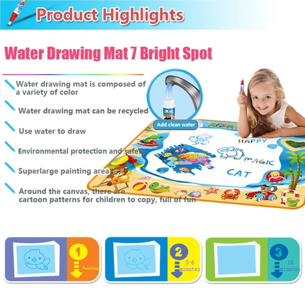 Tapis de Dessin à l'Eau Aqua Magique Tapis de Gribouillage pour Peinture Tapis de Coloriage Jouets Éducatifs