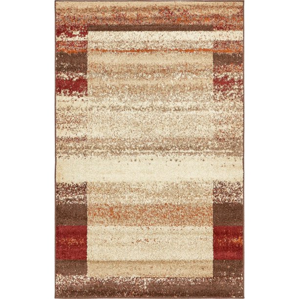 Unique Loom Autumn Rectangular Abstract Modern Area Rugs, Beige