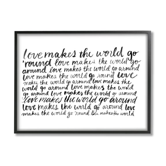 Stupell Industries Casual Cursive Love Phrase Repeating Calligraphy Words Graphic Art Black Framed Art Print Wall Art, Design by Grace Popp