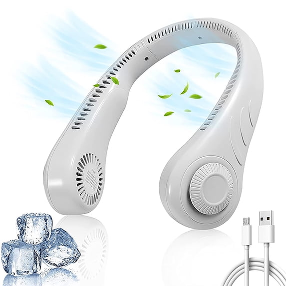 Portable Neck Fan, Mini Neck Air Conditioner with 3 Adjustable Speeds, Wearable Neck Fan Bladeless Headphone Design Cooler for Office Room Outdoor